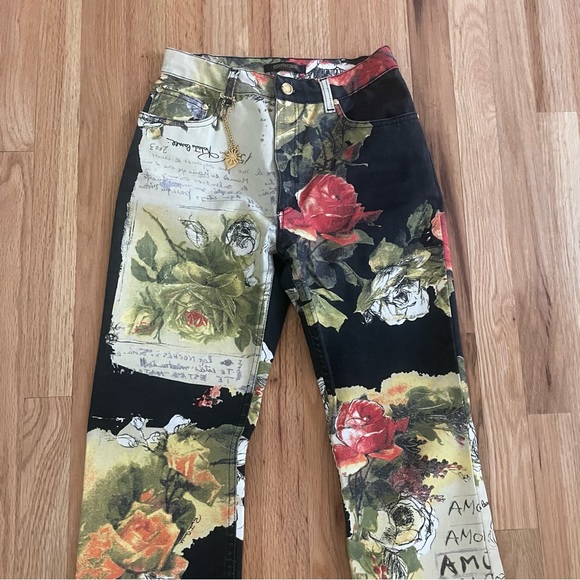 Vintage Roberto Cavalli Love Letter Jeans Print Pants Graphic Note XS - Picture 12 of 14